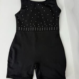 Cat & Jack Girls' Black Jewel Biketard 6-7 Gymnastics Dance Sleeveless